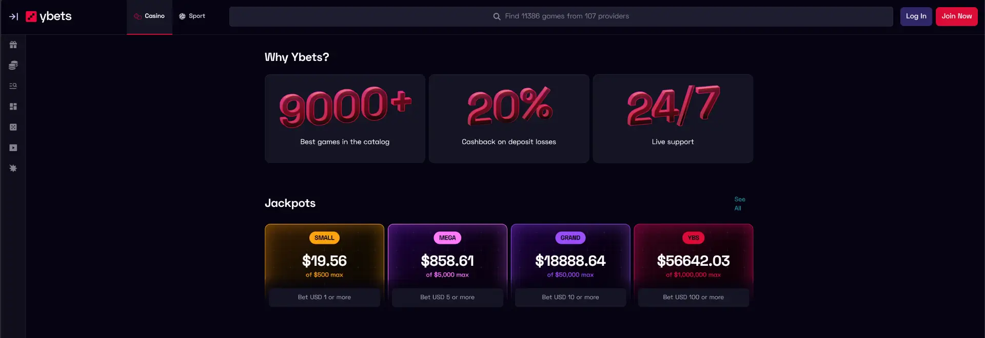 Ybets Casino Aktionen 7 Days of Luck Freispiele und Aufgaben